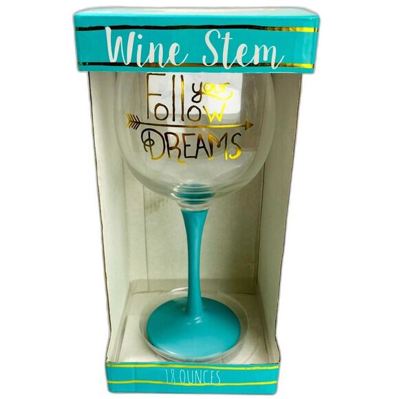 *NWT* 'Follow Your Dreams' Wine Glass / Wine Stem 18oz - Picture 1 of 2